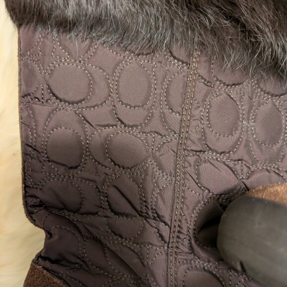 Brown Coach Suede Quilted Talon Boot - Picture 5 of 9